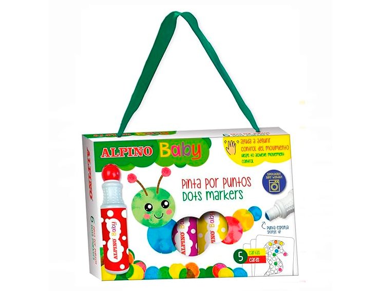 ROTULADOR PUNTA DE ESPONJA ALPINO BABY PINTA CON PUNTOS 6 COLORES