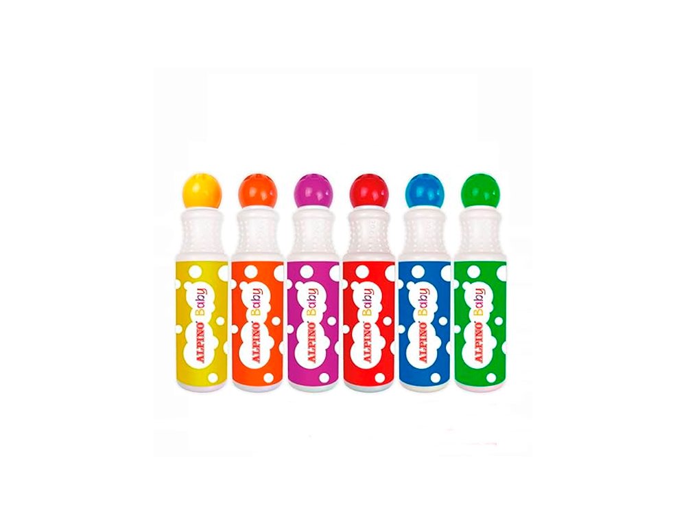 ROTULADOR PUNTA DE ESPONJA ALPINO BABY PINTA CON PUNTOS 6 COLORES
