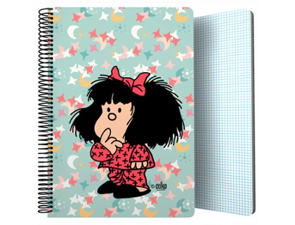 BLOC ESPIRAL FOLIO 80 Hojas 90 Gramos CUADRO 4mm MAFALDA PIJAMA