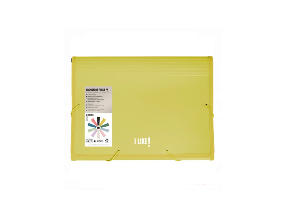 CARPETA FUELLE 13 BOLSAS FOLIO PP LIKE GRAFOPLAS AMARILLO