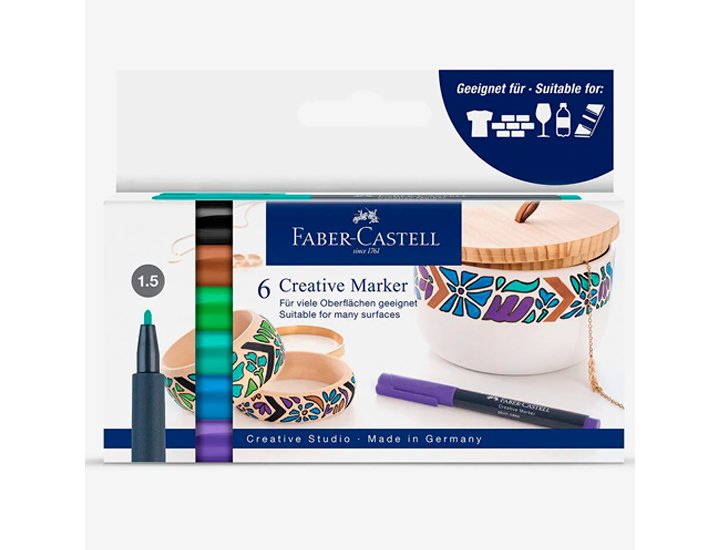 ROTULADOR FABER CASTELL CREATIVE MARKER BOSQUE DE HADAS CAJA 6 UNIDADES