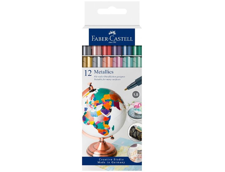 ROTULADOR FABER CASTELL CREATIVE STUDIO METALLICS CAJA 12 UNIDADES