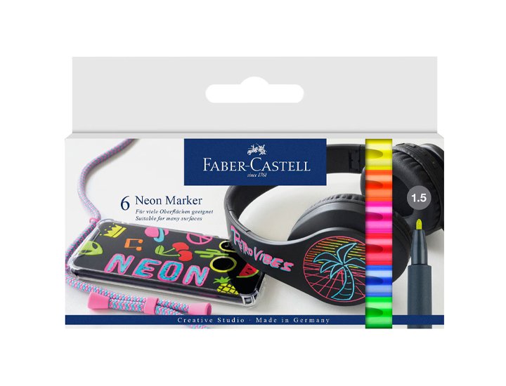 ROTULADOR FABER CASTELL CREATIVE STUDIO NEON MARKER CAJA 6 UNIDADES