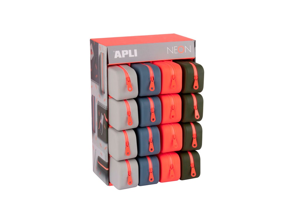 PORTATODO NEON SILICONA RECTANGULAR APLI NARANJA