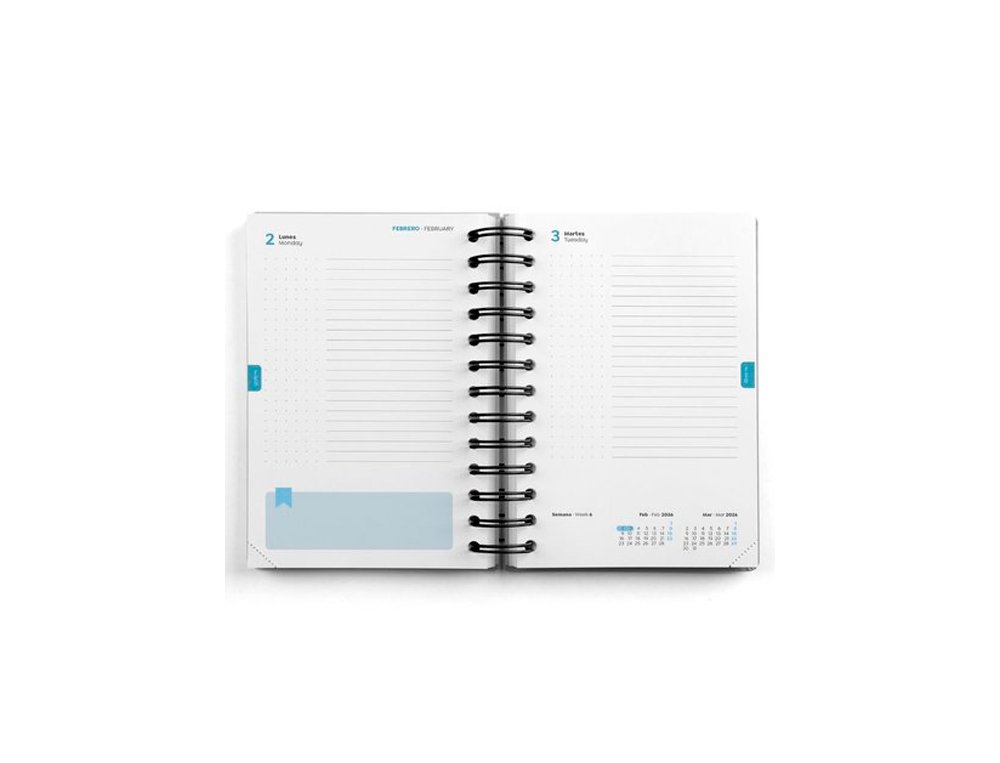 AGENDA ESCOLAR ESPIRAL 123X178 MM ACADEMY TAPA CARTON DIA PAGINA LIMONADA
