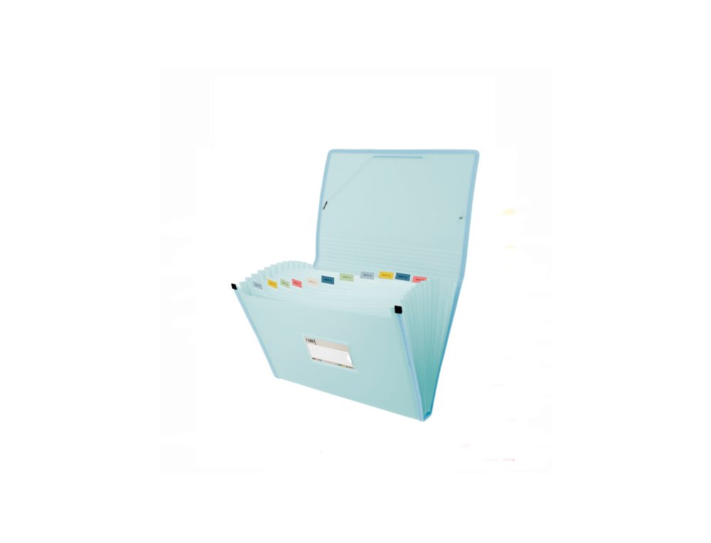 CARPETA FUELLE 13 BOLSAS FOLIO PP LIKE GRAFOPLAS AZUL CLARO