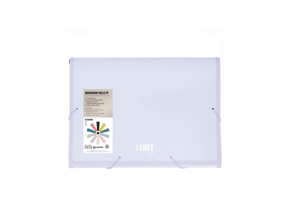 CARPETA FUELLE 13 BOLSAS FOLIO PP LIKE GRAFOPLAS LAVANDA