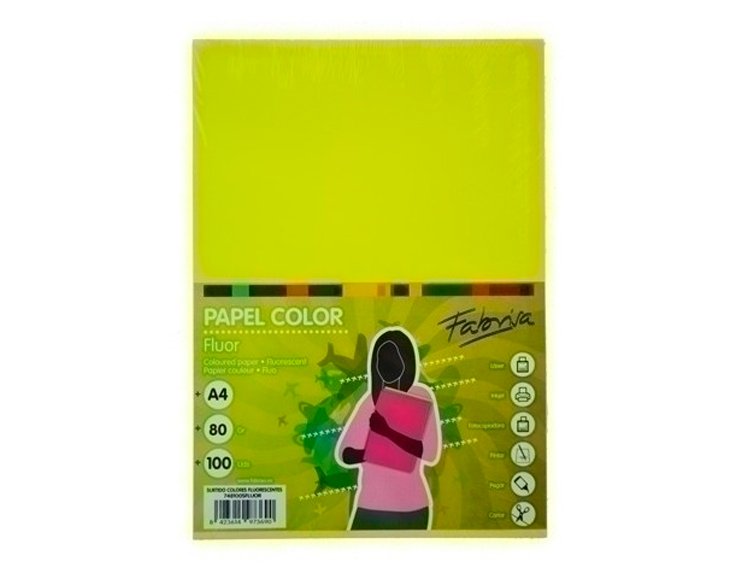 PAPEL FLUORESCENTE DINA4 PACK 100 H VERDE NEON