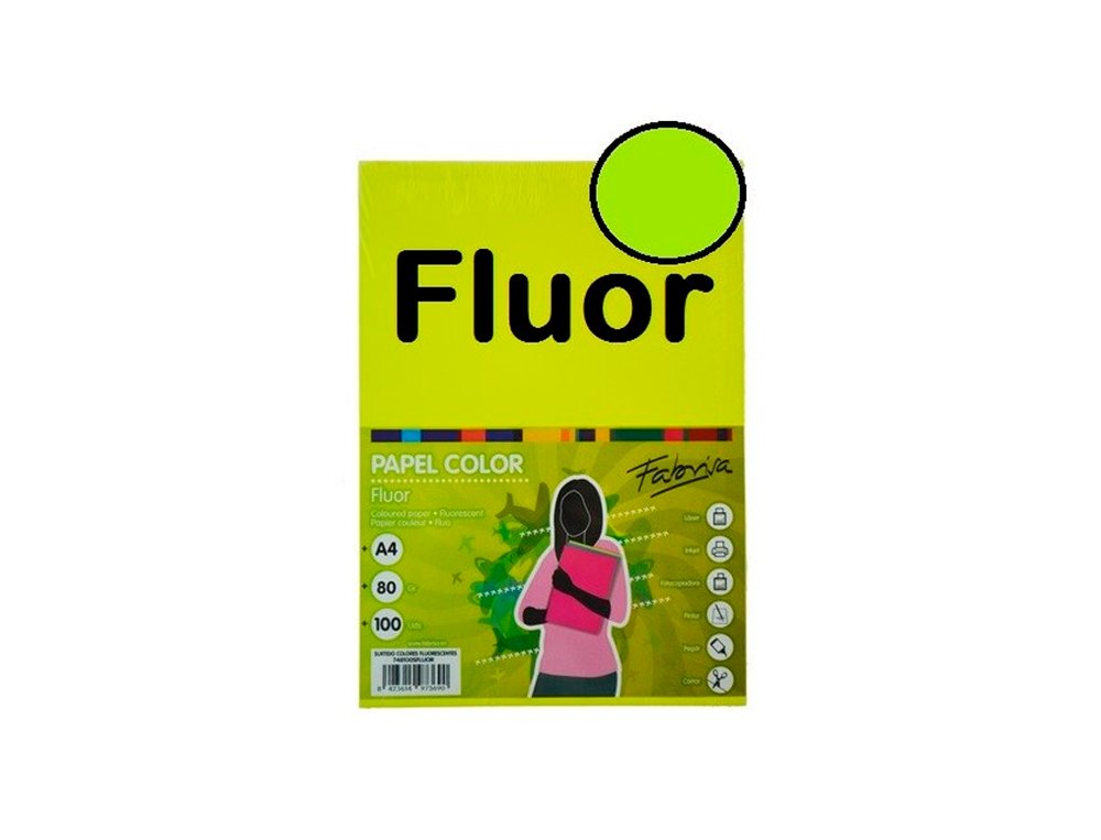 PAPEL FLUORESCENTE DINA4 PACK 100 H VERDE NEON