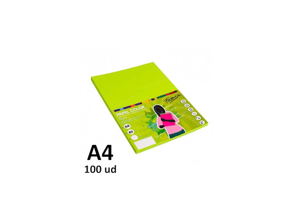 PAPEL FLUORESCENTE DINA4 PACK 100 H VERDE NEON