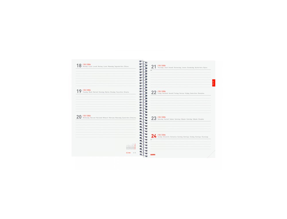 AGENDA 18 MESES ESPIRAL 155X212 MM Semana Vista FINOCAM PRETTY