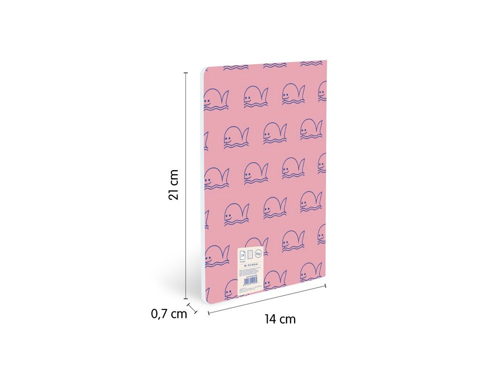 BLOC ENCOLADO DINA5 24 HOJAS 95 GRAMOS TAPA BLANDA MILAN 460 ROSA LINEAS HORIZONTALES