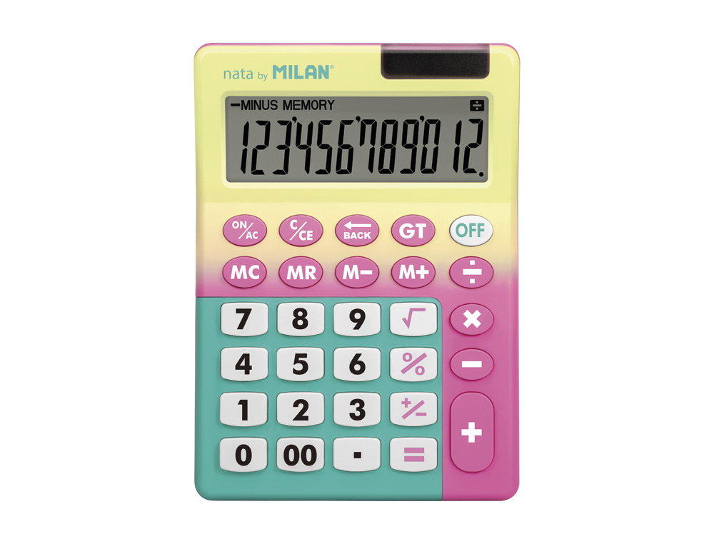 CALCULADORA MILAN SOBREMESA 12 DIGITOS SUNSET Blister Rosa/Amari