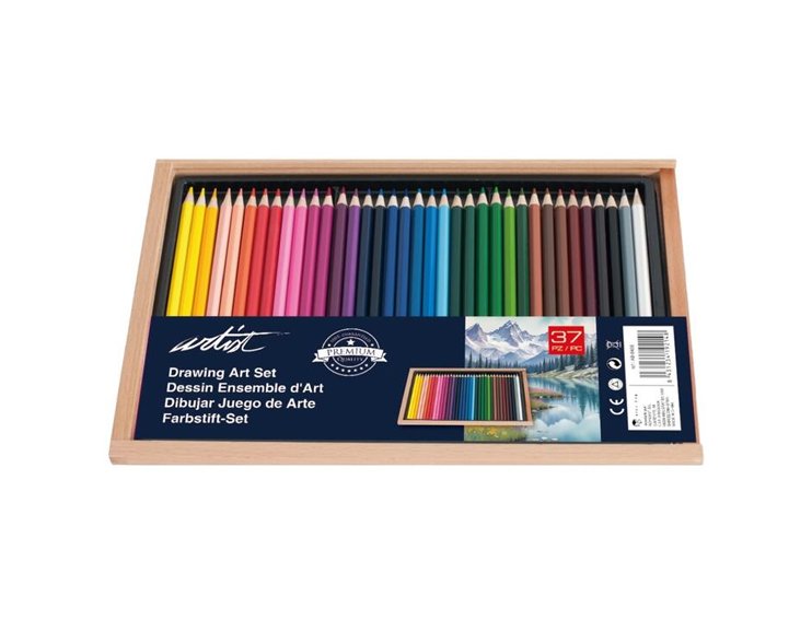 LAPIZ ARTIST CAJA MADERA DE HAYA 37 COLORES PREMIUM