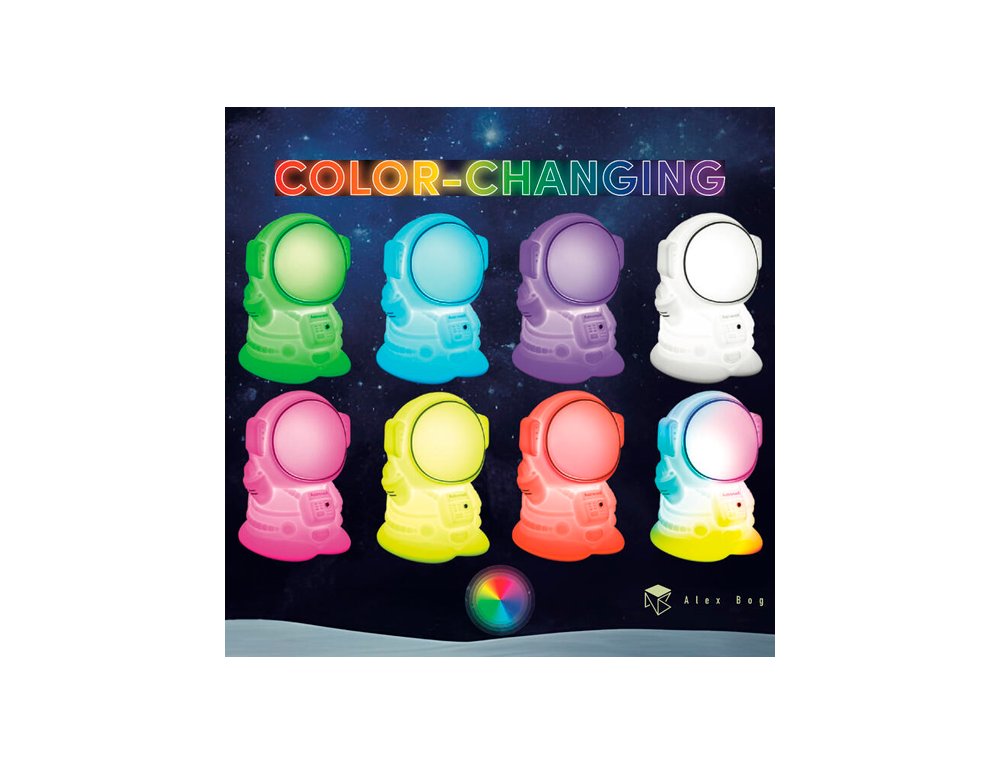 LAMPARA DE MESA SILICONA CAMBIO DE COLOR RGB ASTRONAUTA