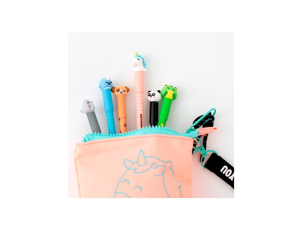 SET DE 6 BOLIGRAFOS GEL BORRABLE MR WONDERFUL + PORTATODO EXTENSIBLE ROSA