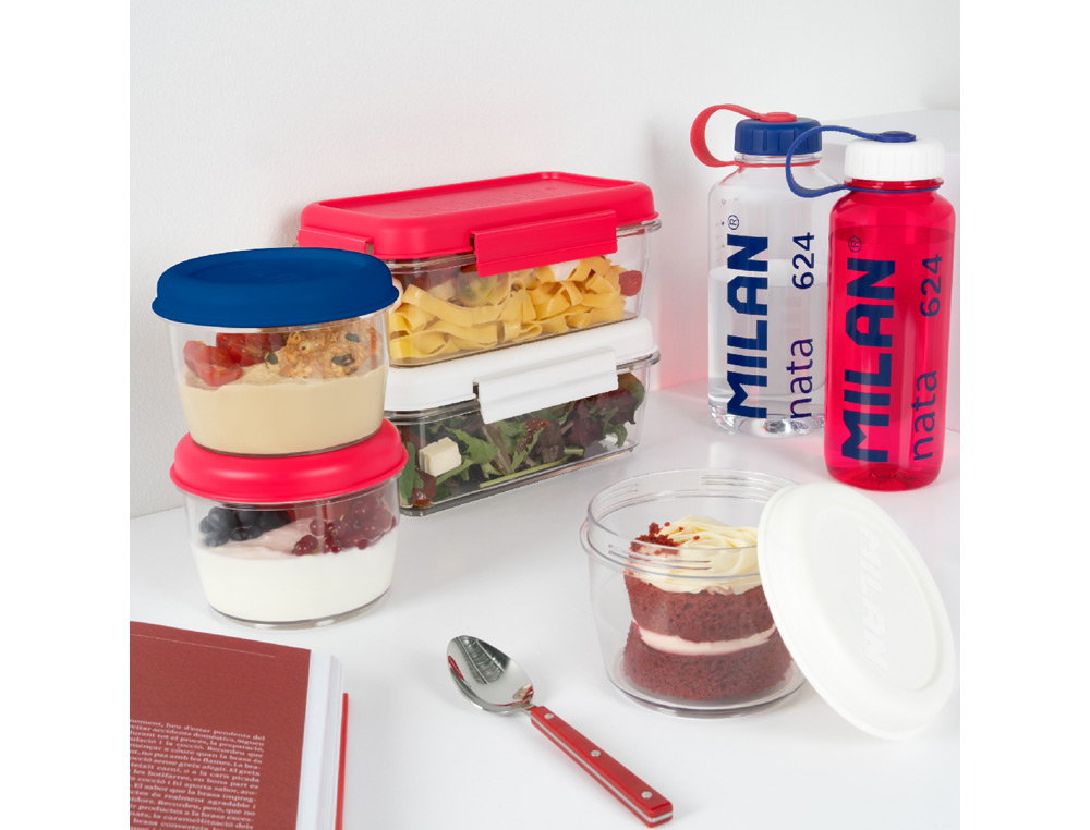 RECIPIENTE PARA ALIMENTOS HERMETICO 500ML MILAN NATA 624 AZUL REDONDA