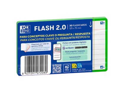 FICHA OXFORD FLASHCARDS 2.0 125X75 MM 30 Hojas LINEAS HORIZONTAL VERDE