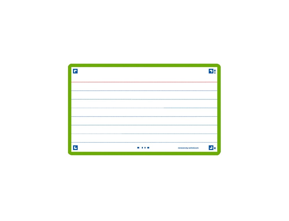 FICHA OXFORD FLASHCARDS 2.0 125X75 MM 30 Hojas LINEAS HORIZONTAL VERDE