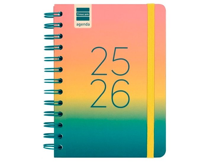 AGENDA ESCOLAR ESPIRAL 155X212 MM Semana Vista FINOCAM COSMO IRIS