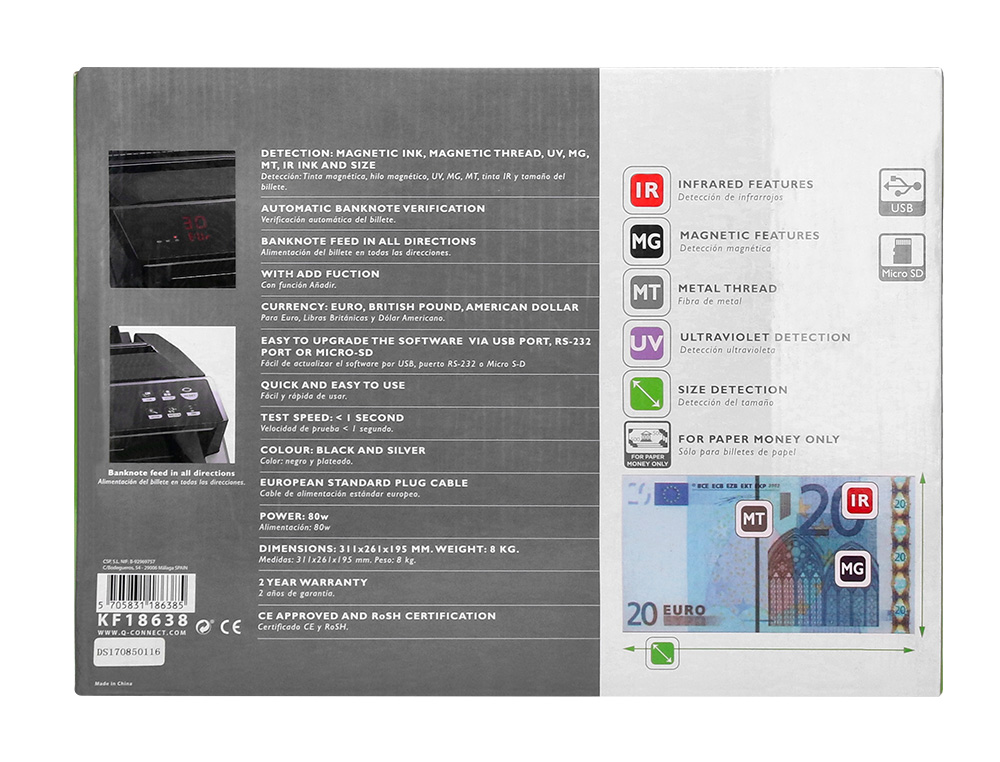 MAQUINA DETECTORA BILLETES PROFESIONAL AVANZADO KF18638