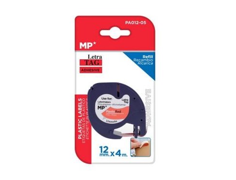 CINTA DYMO LETRATAG PLASTICO 12MMX04M COMPATIBLE ROJO