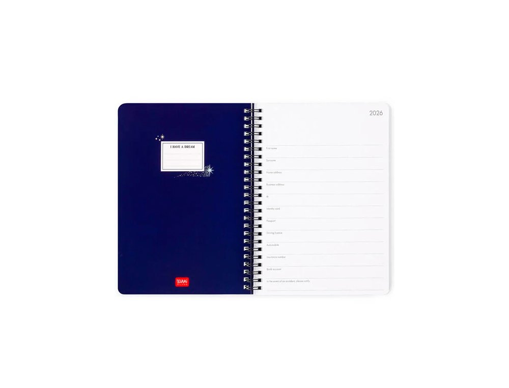 AGENDA ANUAL ESPIRAL 150X210 MM Semana Vista LEGAMI LARGE STARS
