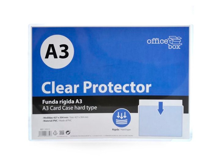 FUNDA RIGIDA OFFICE BOX CLEAR PROTECTOR DINA3 CRISTAL
