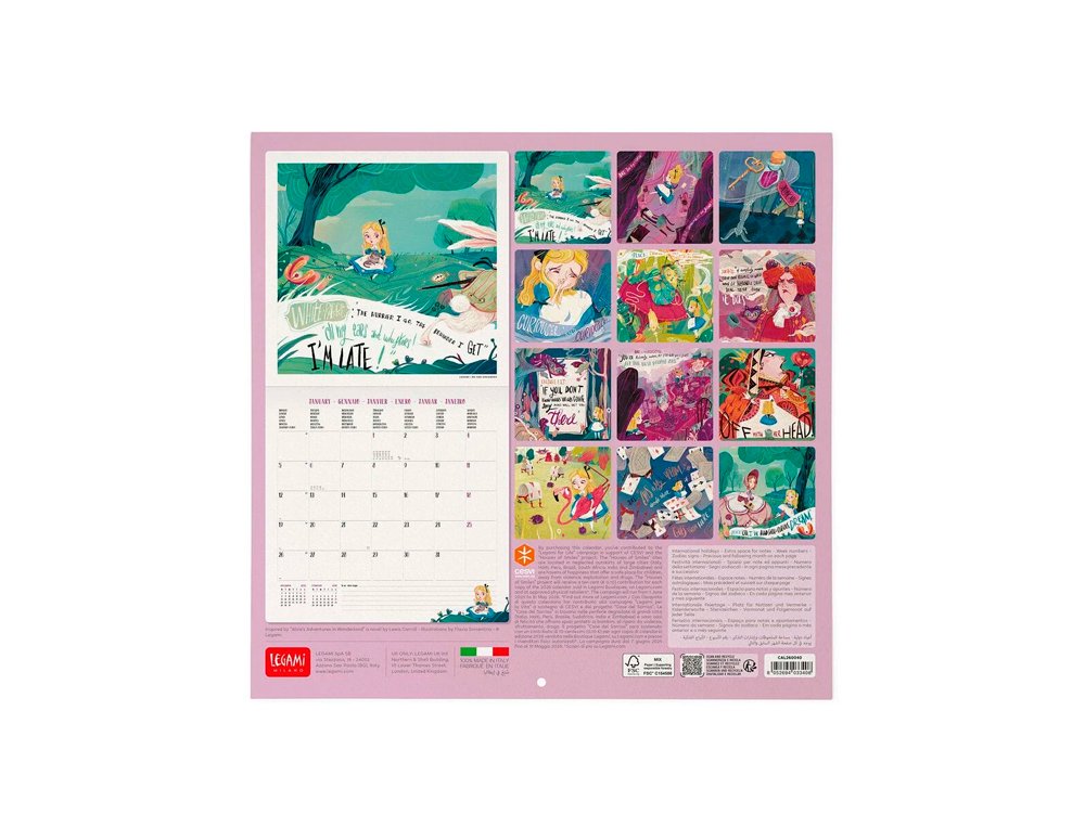 CALENDARIO ALMANAQUE 30X29 ALICIA INWONDERLAND