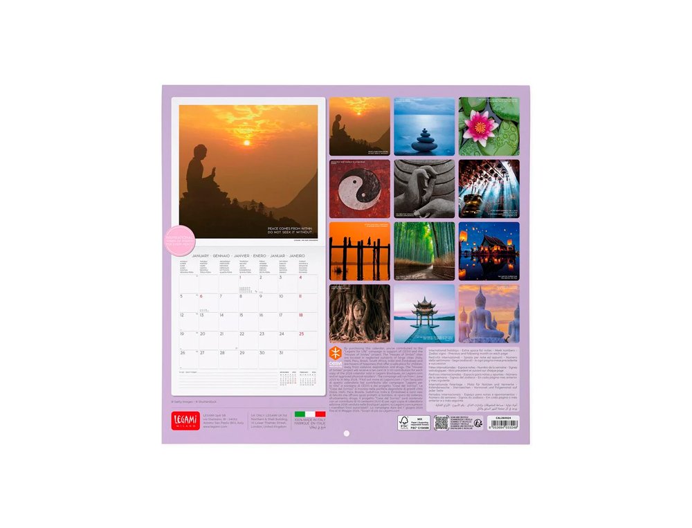 CALENDARIO ALMANAQUE 30X29 PEACE OF MIND APHORISMS