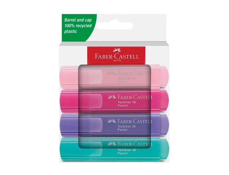 ROTULADOR FLUOR FABER CASTELL TEXTLINER 46 SURTIDO PACK 4 COLORES