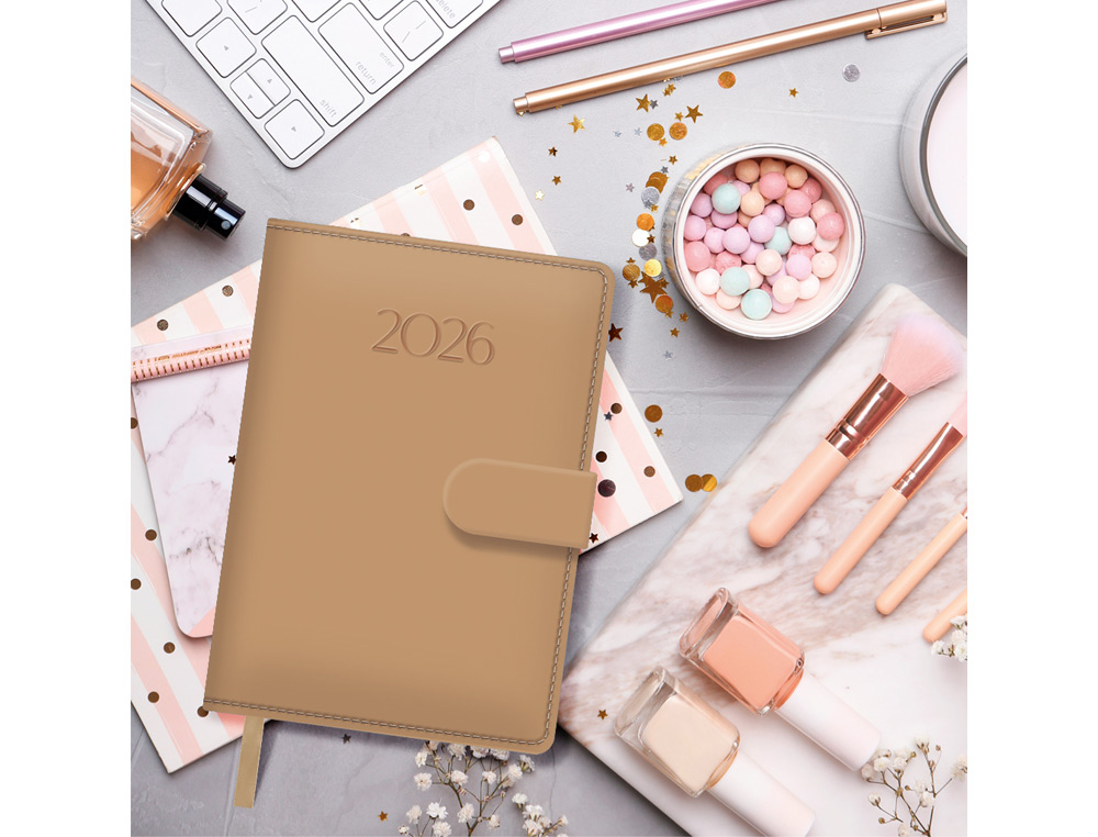 AGENDA ANUAL ENCUADERNADA 125X180 MM DIA PAGINA DOHE PRETTY BEIGE