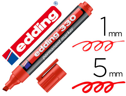 ROTULADOR EDDING MARCADOR PERMANENTE 330 ROJO PUNTA BISELADA 1-5 MM RECARGABLE