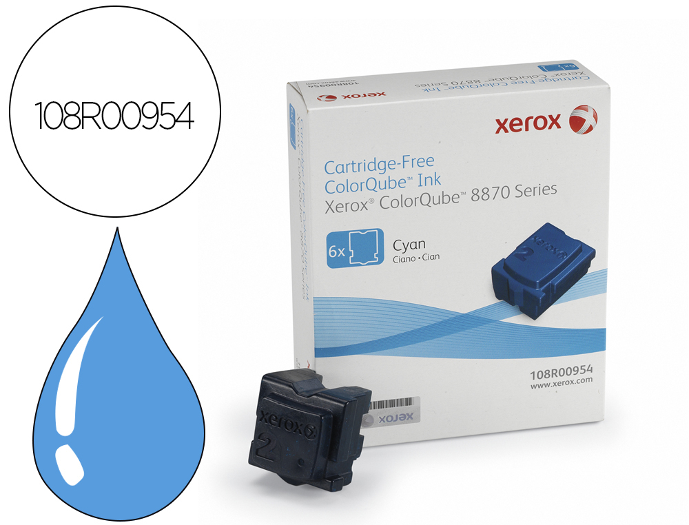 TINTA SOLIDA XEROX 8870 / 8880 CIAN 17300 PAGINAS PACK DE 6 UNIDADES