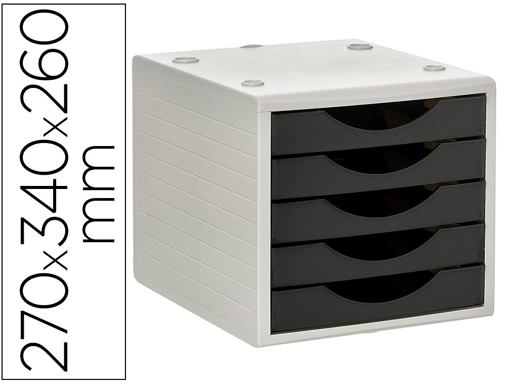 FICHERO CAJONES DE SOBREMESA Q-CONNECT 5 CAJONES COLOR NEGRO OPACO 270X340X260 MM