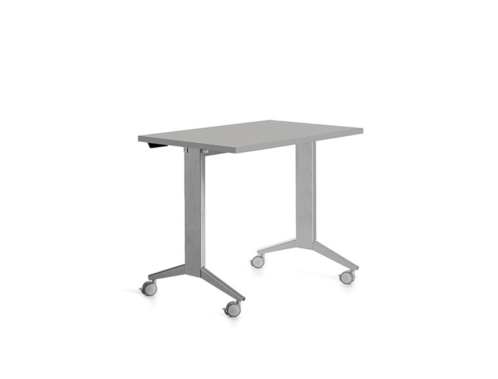 MESA DE OFICINA ROCADA 120X60CM CON TABLERO ABATIBLE 90 ACABADO FD02 ALUMINIO/GRIS