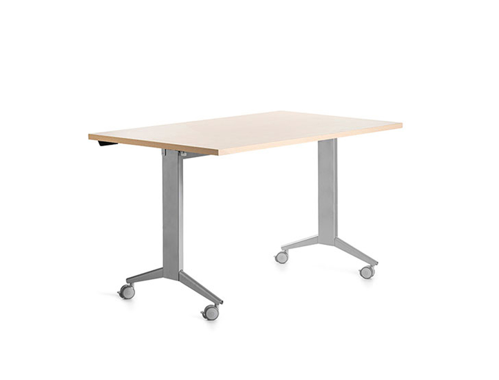 MESA DE OFICINA ROCADA 140X80CM CON TABLERO ABATIBLE 90 ACABADO FD01 ALUMINIO/HAYA
