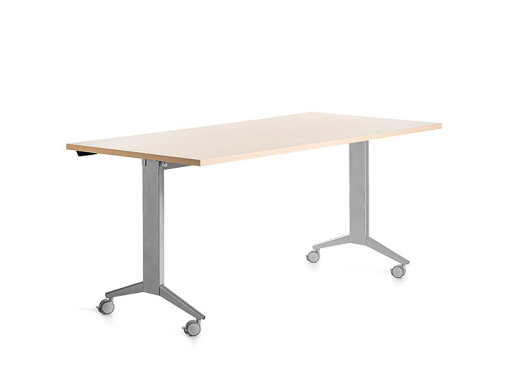MESA DE OFICINA ROCADA 160X80CM CON TABLERO ABATIBLE 90 ACABADO FD01 ALUMINIO/HAYA