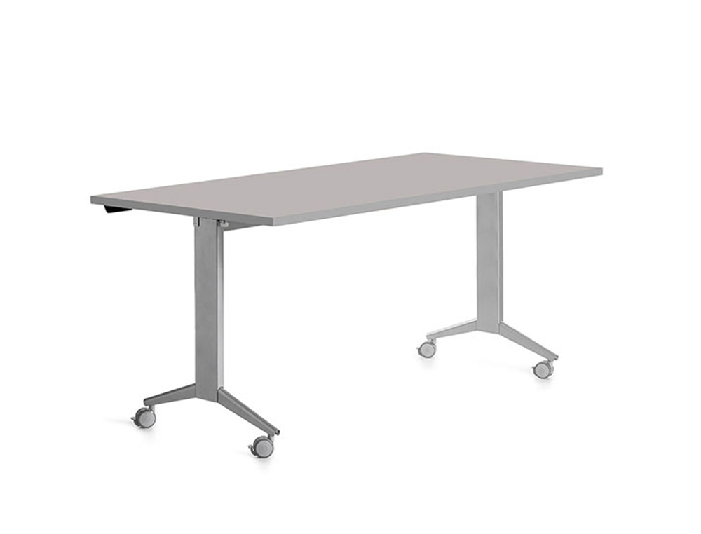 MESA DE OFICINA ROCADA 160X80CM CON TABLERO ABATIBLE 90 ACABADO FD02 ALUMINIO/GRIS