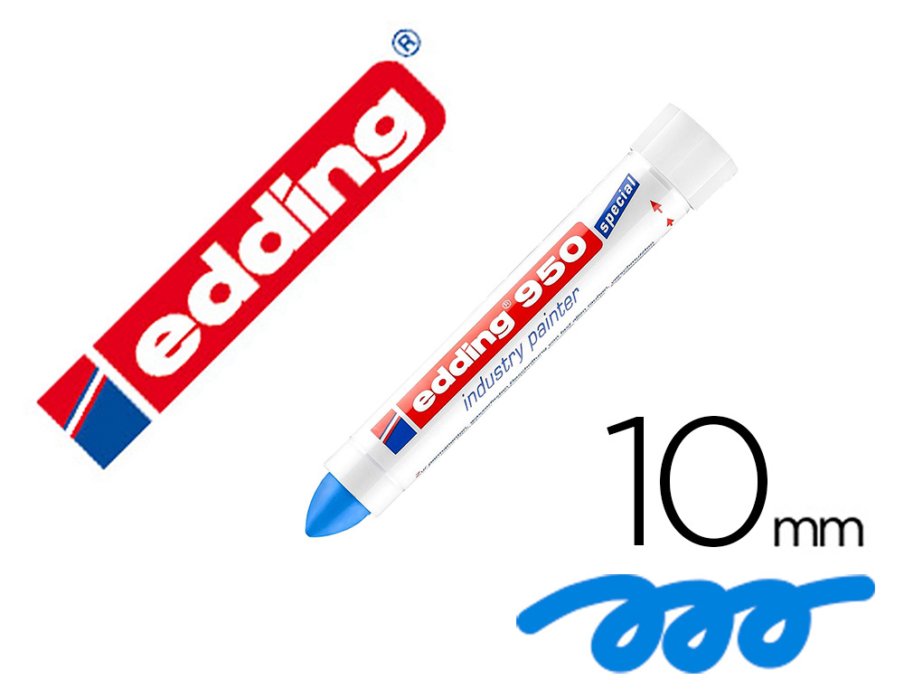 MARCADOR EDDING PERMANENTE 950 PASTA OPACA AZUL PUNTA REDONDA 10 MM PARA SUPERFICIES OXIDADAS/RUGOSAS