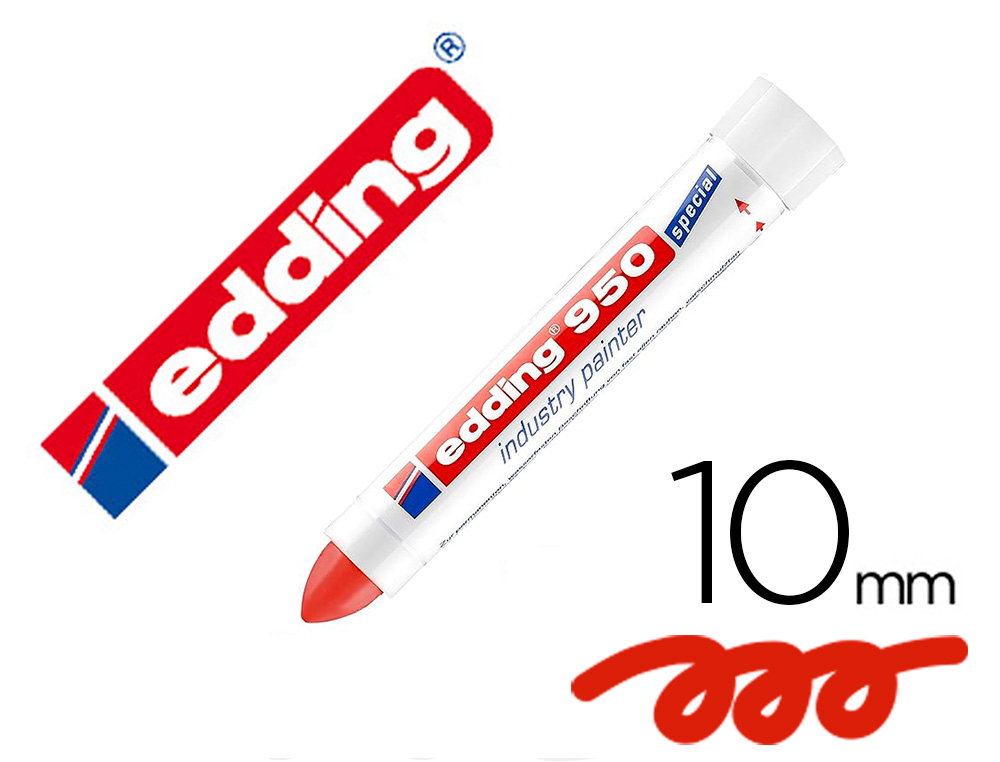 MARCADOR EDDING PERMANENTE 950 PASTA OPACA ROJO PUNTA REDONDA 10 MM PARA SUPERFICIES OXIDADAS/RUGOSAS