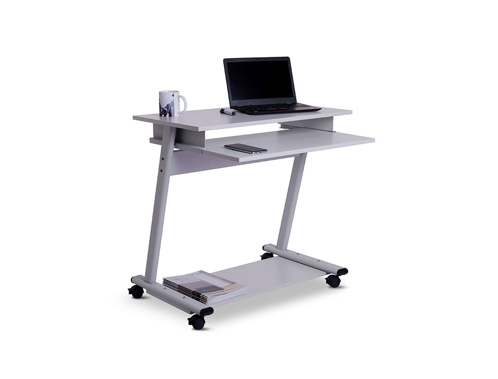 MESA ORDENADOR ROCADA RD-9100 SISTEMA BLOQUEO CON RUEDAS ESTRUCTURA METALICA CON BANDEJA TECLADO EXTRAIBLE