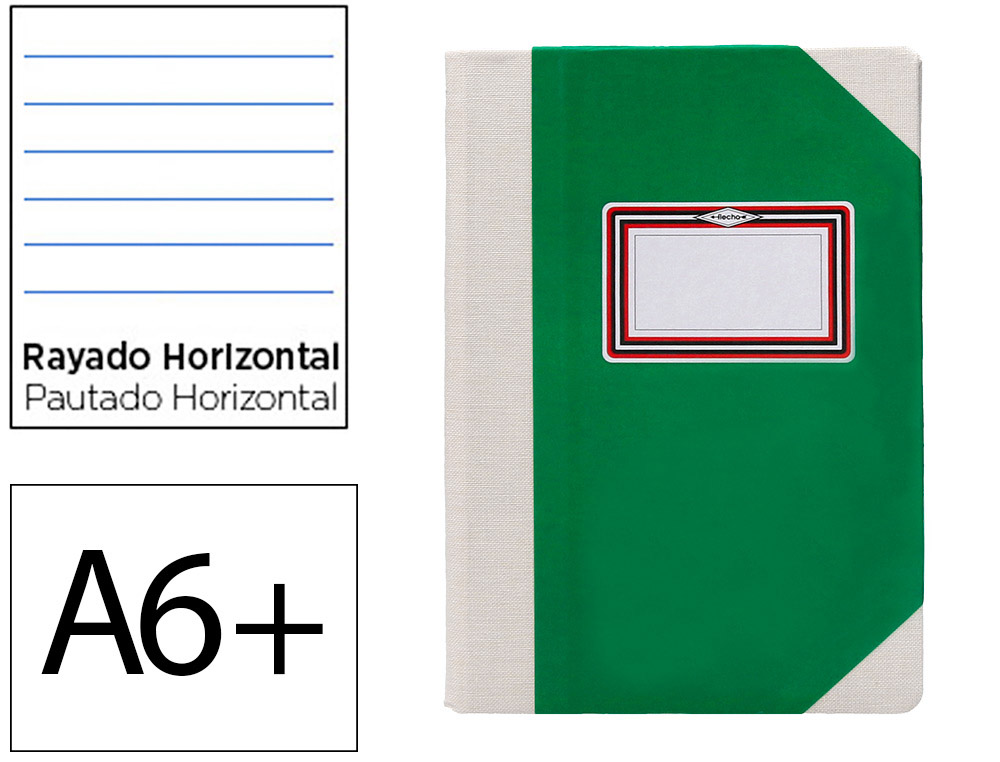 LIBRO CARTONE COSIDO FERNANDES FLECHA DIN A6+ RAYADO HORIZONTAL 50 HOJAS 100 GR ROJO