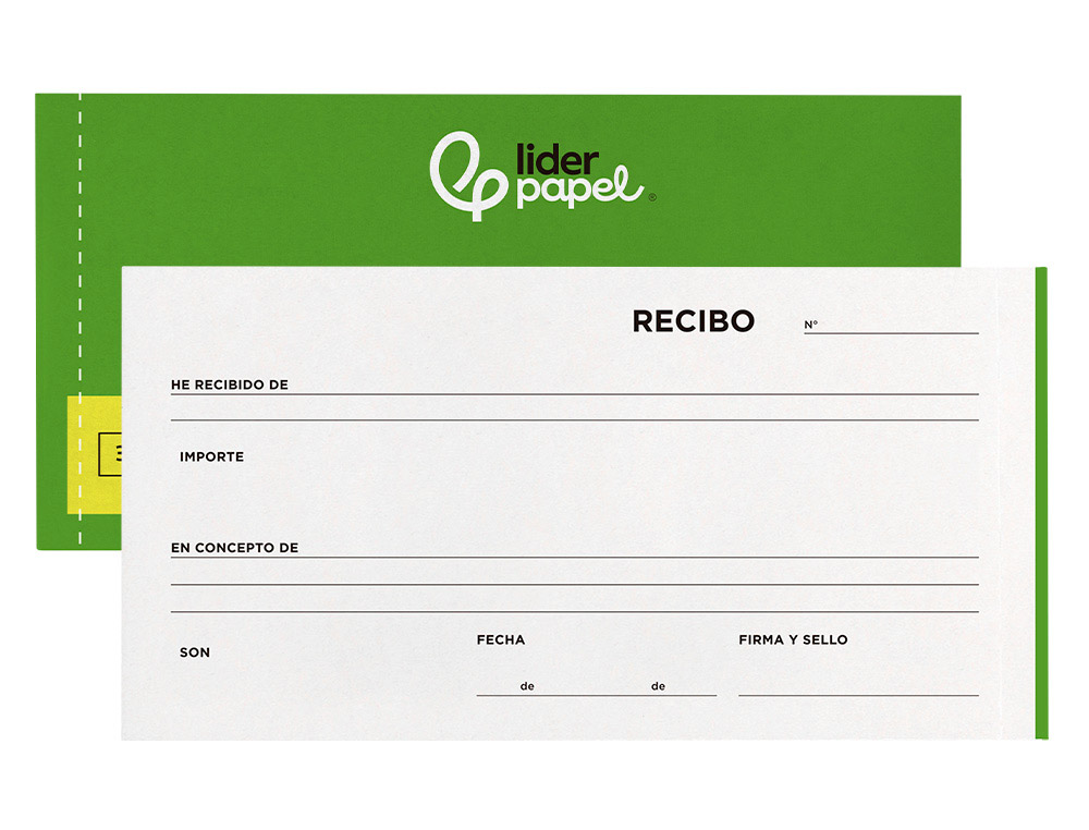 TALONARIO LIDERPAPEL RECIBOS 3/F APAISADO ORIGINAL Y 2 COPIAS SIN MATRIZ