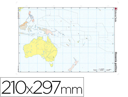 MAPA MUDO COLOR DIN A4 OCEANIA POLITICO