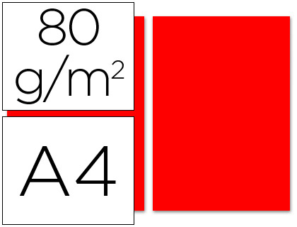 PAPEL COLOR LIDERPAPEL A4 80GR ROJO PAQUETE DE 100 HOJAS