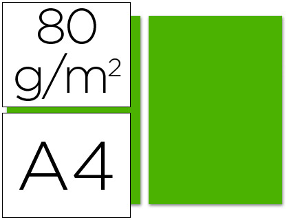 PAPEL COLOR LIDERPAPEL A4 80GR VERDE INTENSO PAQUETE DE 100 HOJAS