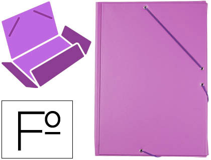CARPETA LIDERPAPEL GOMAS PLASTICO FOLIO SOLAPAS COLOR LILA