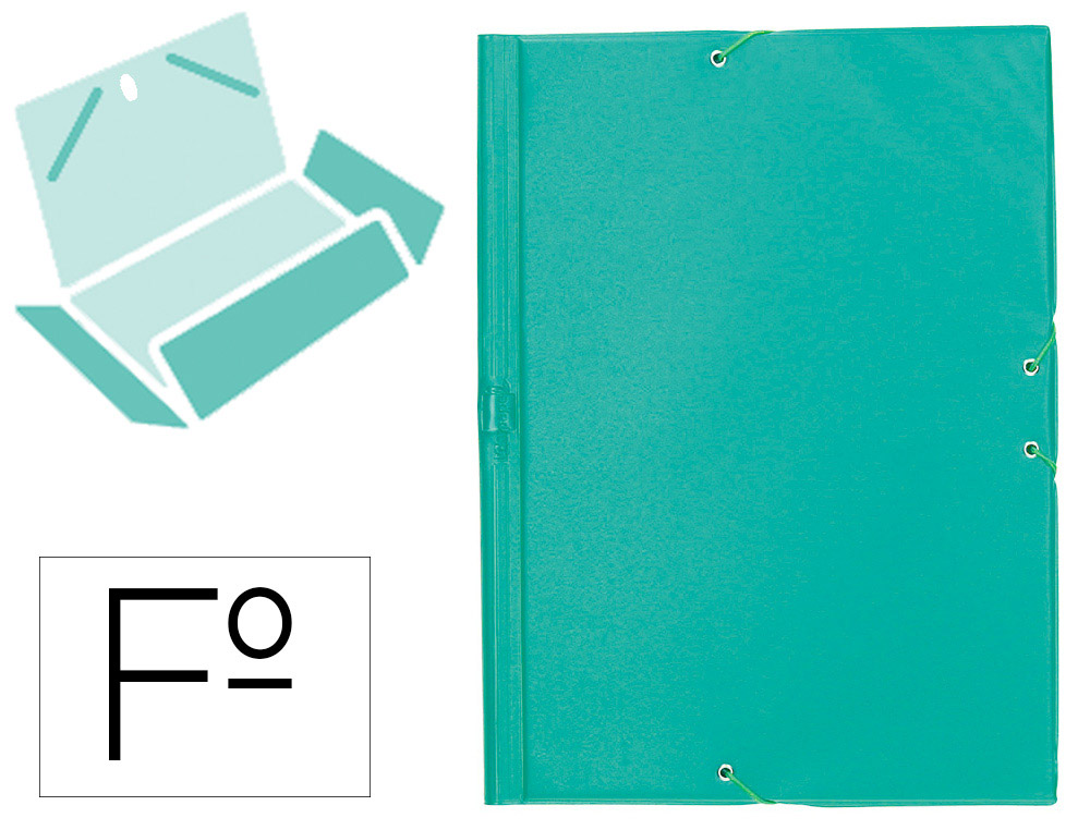 CARPETA LIDERPAPEL GOMAS PLASTICO FOLIO SOLAPAS COLOR VERDE
