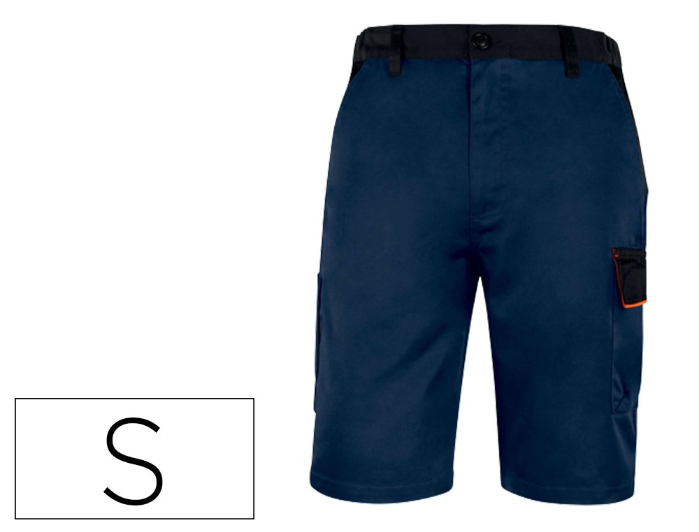PANTALON DE TRABAJO DELTAPLUS BERMUDA CINTURA AJUSTABLE 5 BOLSILLOS COLOR AZUL NARANJATALLA S